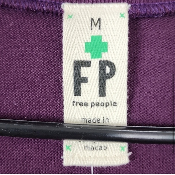 Worn once Free People Button Cuff Long Sleeve Tee Shirt Thermal Purple - Picture 3 of 5